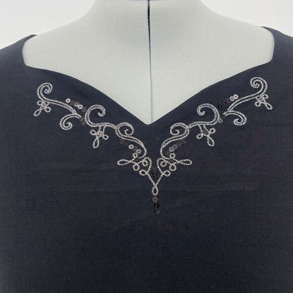 Antthony Sequin Embroidery Womens Top Sz 3X Whimsigoth Dark Romantic Holiday - Picture 2 of 12